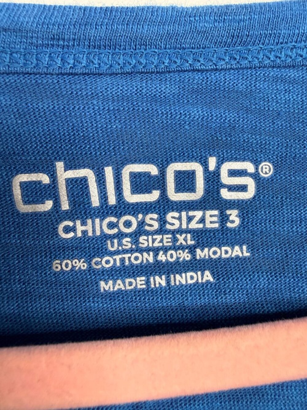 2/$30 Chico's Smocked Long Sleeve Tee Scandi Blue XL/ 16 #A3983 - Picture 8 of 12
